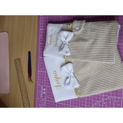 Protège carnet de santé beige+ nœud