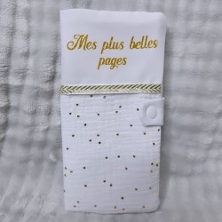 Protège livret de famille blanc et doré